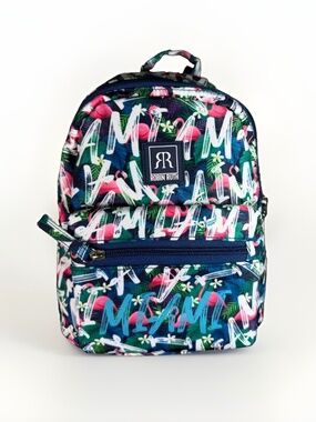 Robin Ruth MIAMI Mini Backpack - Tropical Flamingo Floral Graffiti Print Bag NWT